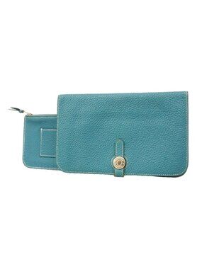 Hermes Wallet Dogon GM Togo Blue Jean Silver